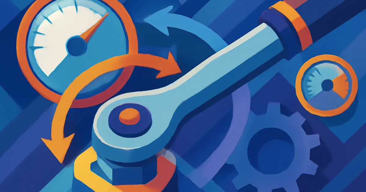 Illustration of a torque wrench tightening a bolt with newton metre and pound-foot gauges