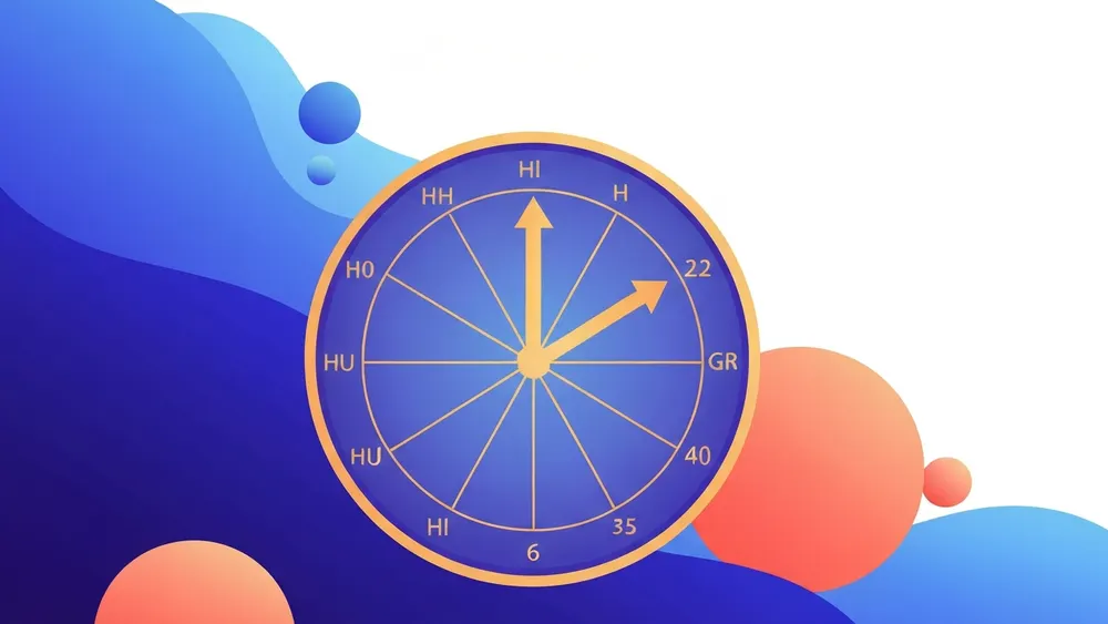 A colorful conceptual illustration of a yearly salary dividing into an hourly wage