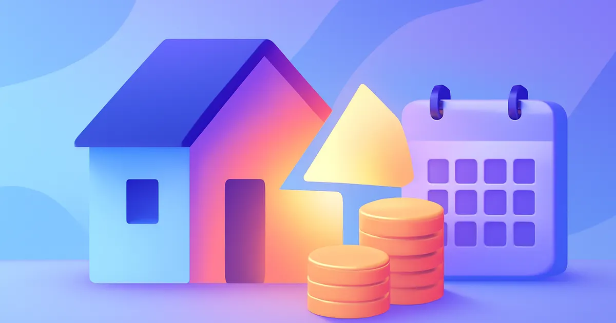 Illustration of a house with a portion of its value unlocked as a stack of cash